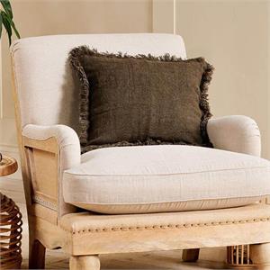 Nkuku Feo Linen Cushion Cover Charcoal Square